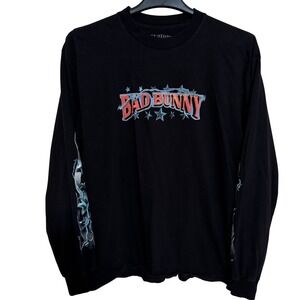 Bad Bunny El Ultimo Tour Del Mundo Shirt Long Sleeve Mens L Black Graphic 2022